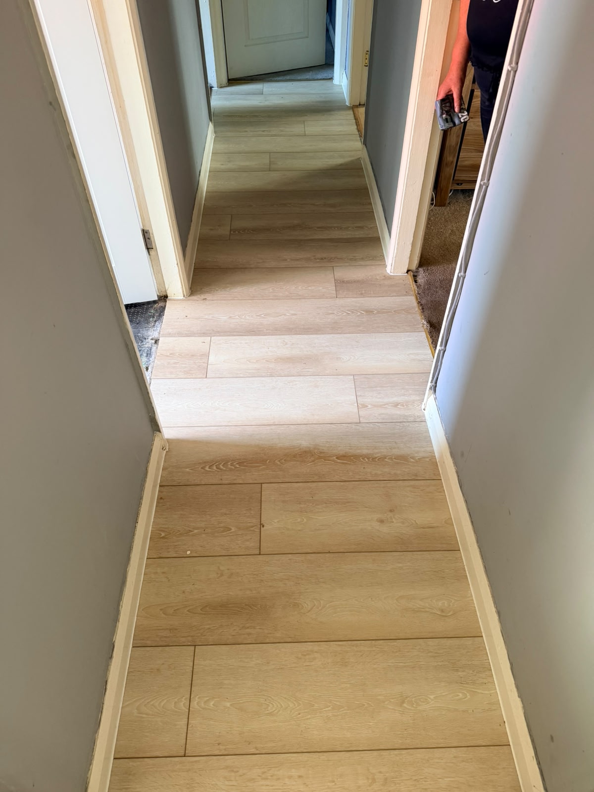 Hallway flooring — LVT oak effect laid through hallway